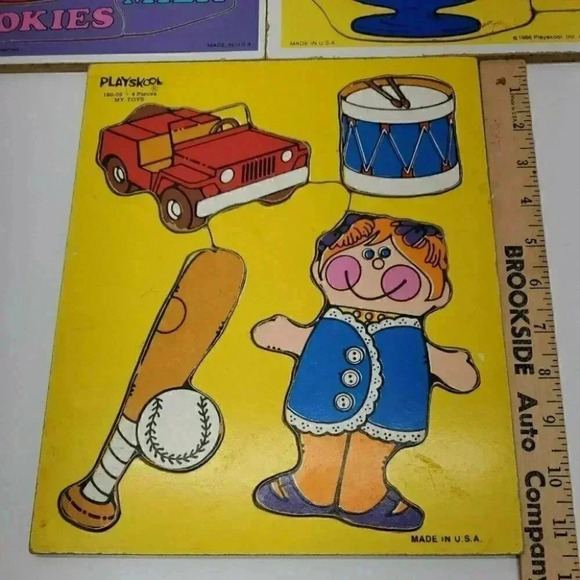 Vintage 1980'S Wooden Playskool Tray Puzzles Bundle of 3 - Picture 3 of 4